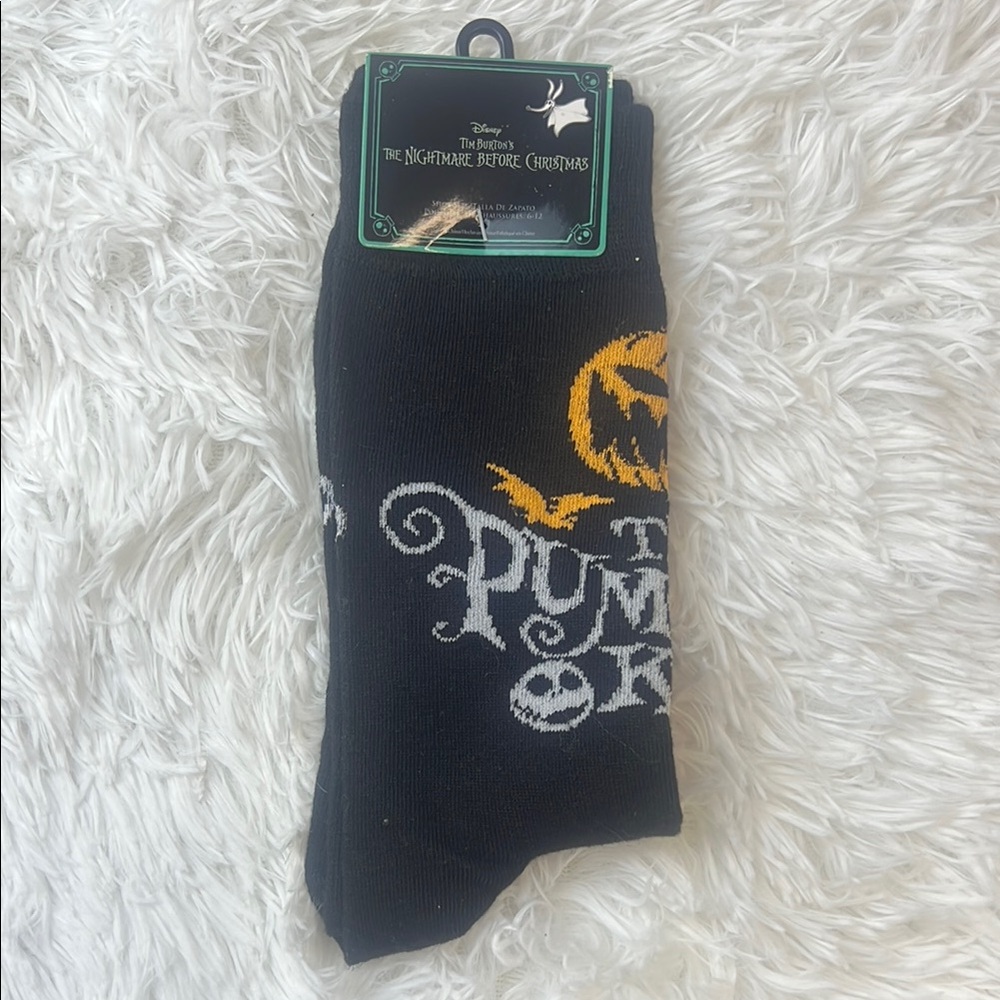 Sz 6-12 Disney The Nightmare Before Christmas Pumpkin King Black Crew Socks
